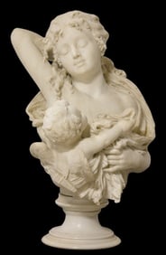 Marble Carved Figure Group, Venus and Cupid