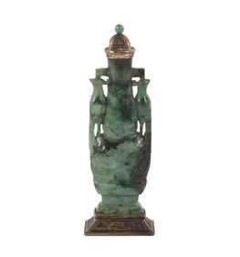 Jade Urn Form Silver Mounted Snuff Bottle Lighter