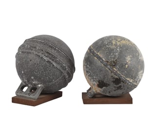 Zinc Fishing Buoys as Bookend Pair