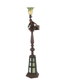 Orientalist Figural Slag Glass Lamp