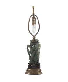 Chinese Hardstone Bronze Mounted Table Lamp