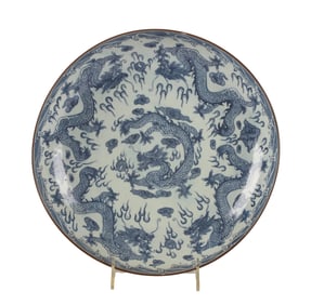 Ming Style Chinese Porcelain Dragon Bowl