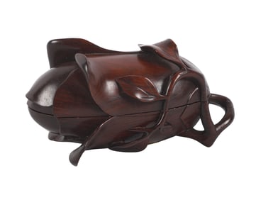 Carved Rosewood Box as a Magnolia Bloom