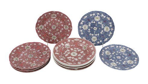 (10) Pieces Chinese Lotus Decorated Porcelain