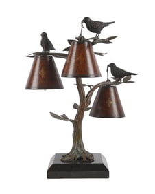 Maitland-Smith Bronze Patinated Faux Bois Lamp