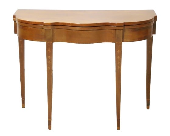 Mahogany Serpentine Demi-Lune Console (1 of 6)