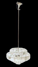 Venini Style Tiered Crystal and Chrome Chandelier