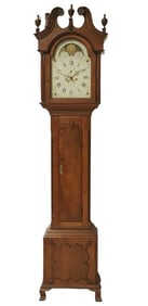 Valentine Steckell C. 1800 Walnut Chippendale Tall Case Clock