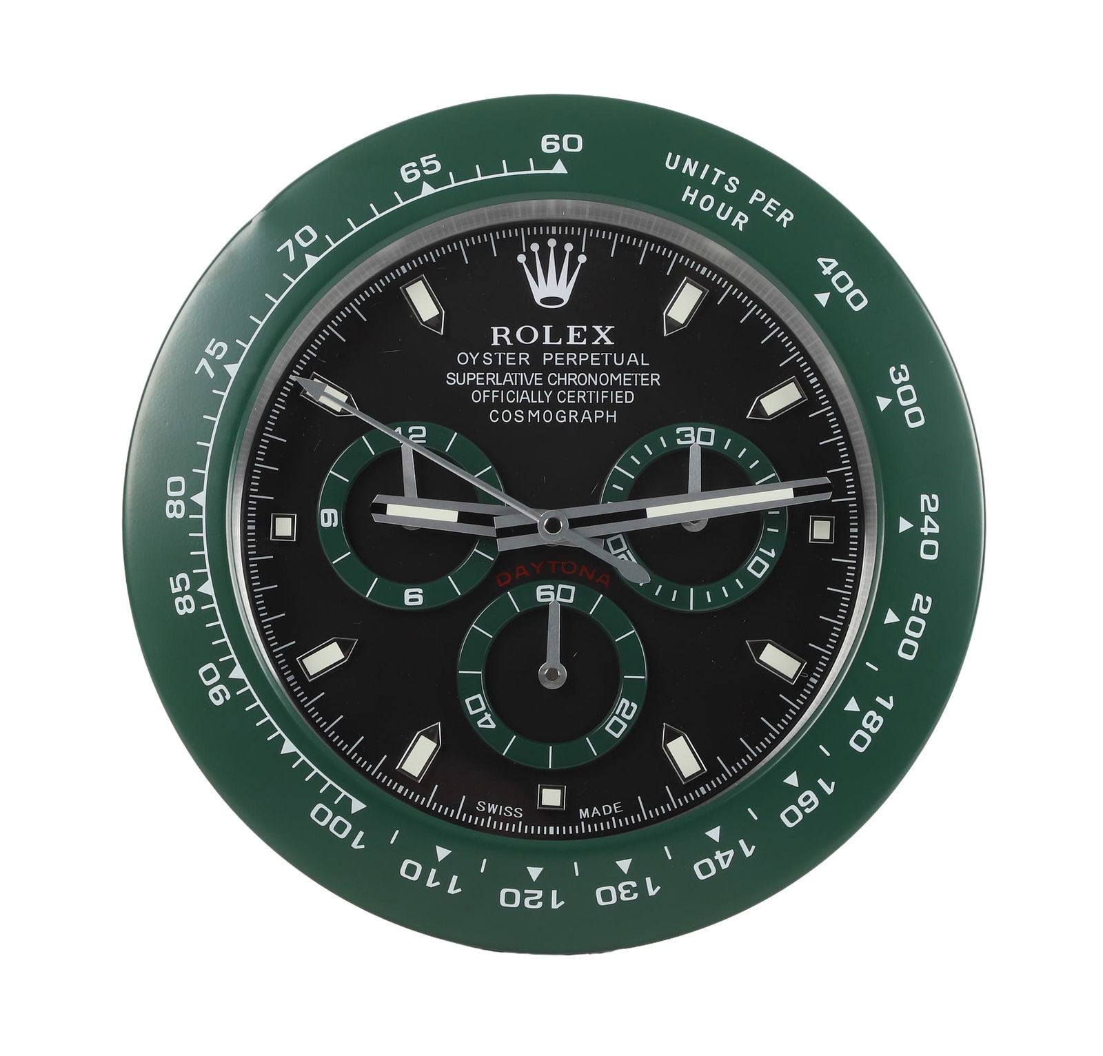 Rolex Watch Dealer Display Clock, Green Daytona: Rolex Watch Dealer Display Clock, Green Bezel Daytona