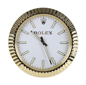 Rolex Watch Dealer Display Clock, Gold Oyster