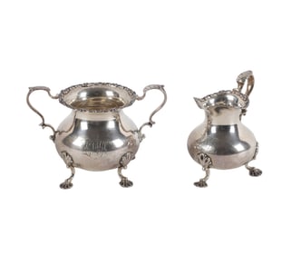 Sterling Scroll Pierced Floral Cream and Sugar