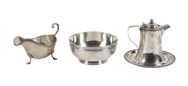 Sterling Sauce Boat, Bowl and Pitcher