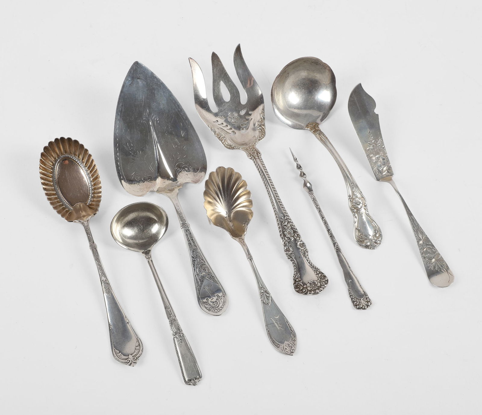 A Collection of Patterned Sterling Silver Flatware (1 of 10)