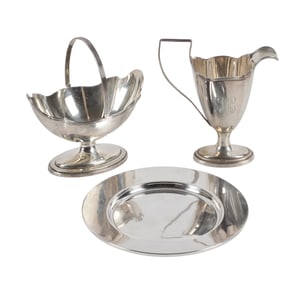 Sterling Cream Pitcher, Sugar Basket and B & B Plate