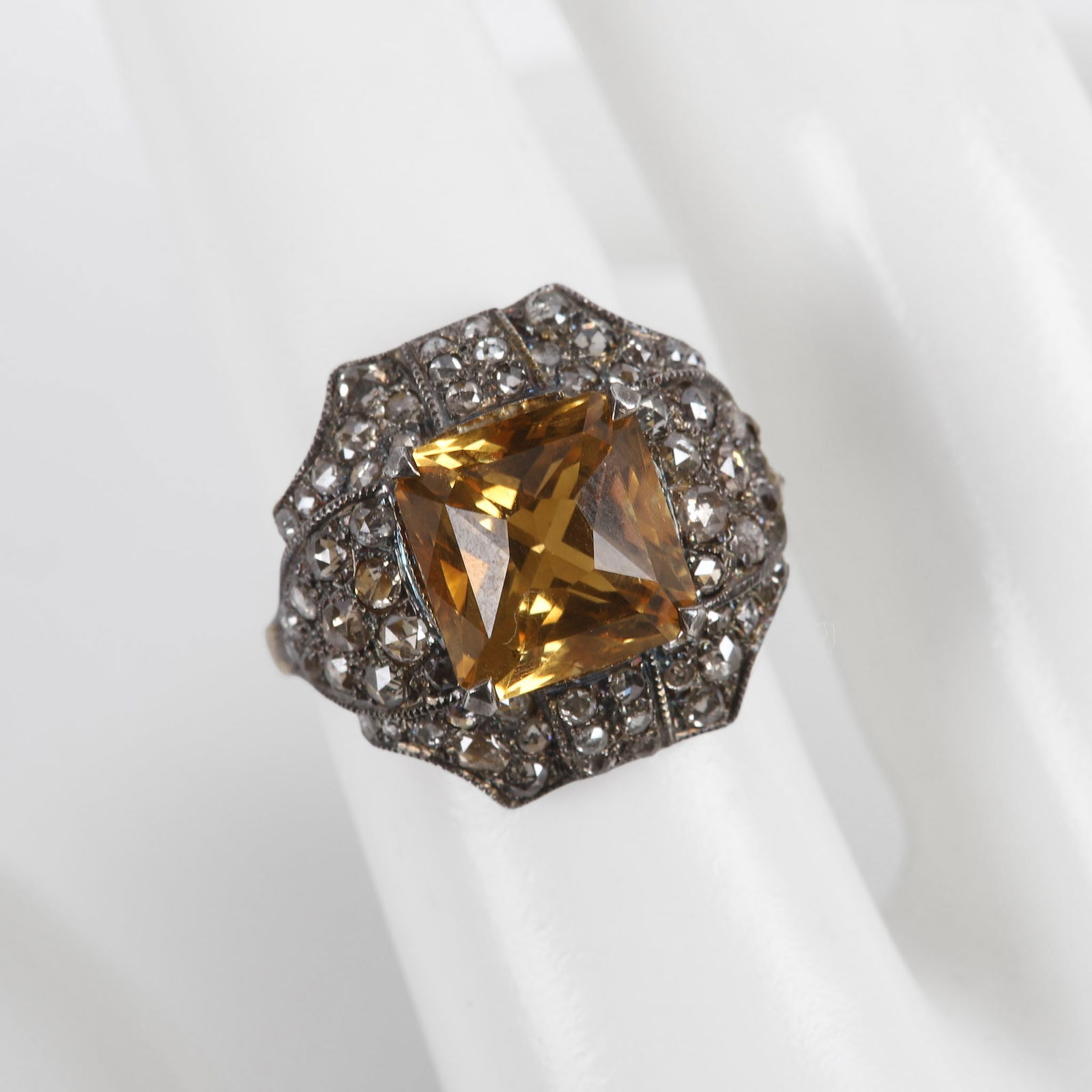 Citrine and Rose Cut Diamond Ring (1 of 4)