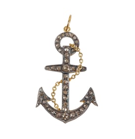 Georgian Style Rose Cut Diamond Anchor Pendant