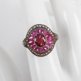 Tourmaline, Pink Sapphire and Diamond Ring