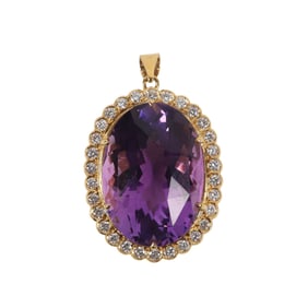 18K Yellow Gold Amethyst Pendant