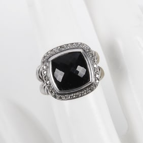 David Yurman Albion Black Onyx Diamond Pave Ring