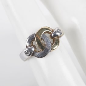 Sterling Silver 18K and Diamond Movado Ring