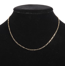 14K Yellow Gold Figaro Link Necklace