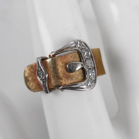 Bi-Color Diamond Belt Ring