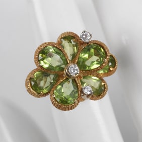 18K Peridot and Diamond Cocktail Ring