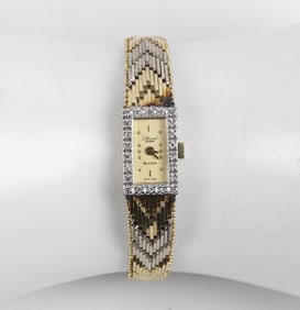 14K Ladies Diamond Bezel Bulova Bracelet Watch