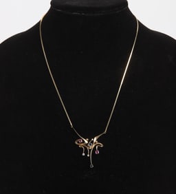 14K Gold Custom Modernist Multi-Stone Necklace