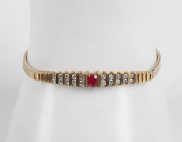 14K Gold Ruby and Diamond Set Bracelet