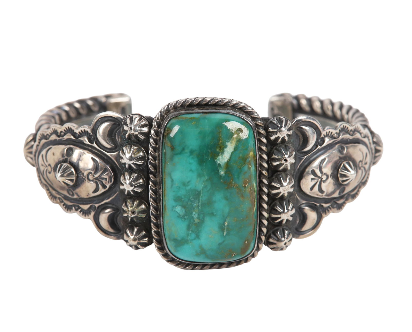 Darryl Becenti Sterling and Turquoise Bracelet (1 of 5)