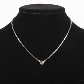 14K 2-Tone Bezel Set Diamond Necklace