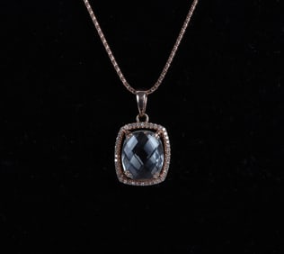 14K Rose Gold Prasolite Pendant Necklace