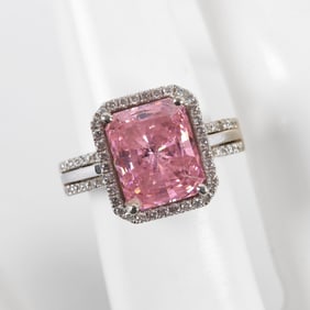 14K Pink Tourmaline and Diamond Cocktail Ring