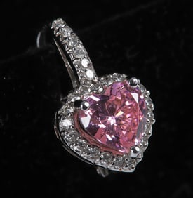 14K Pink Tourmaline and Diamond Heart Earrings