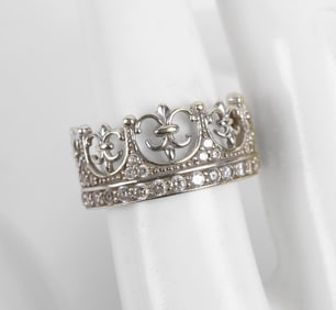 14K White Gold Half Crown Ring