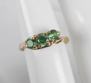 14K Yellow Gold Peridot 3-Stone Ring