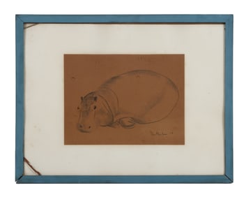 Georges Hilbert Drawing of a Hippo