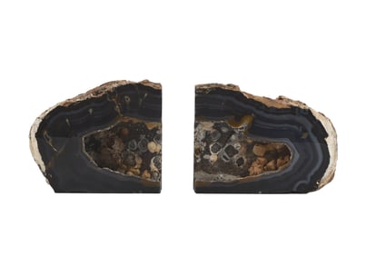 Oversized Pair Raw Edge Botryoidal Agate Bookends