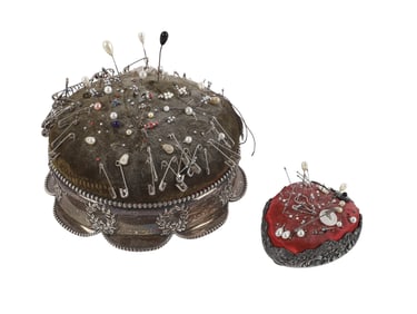 (2) Sterling and Silverplate Mounted Pincushions