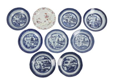 (9) Canton and Chinese Export Porcelain Plates
