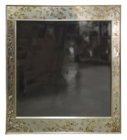 La Barge 1046-B Chinoiserie floral and bird framed beveled edge mirror