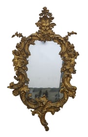 Rococo Style Giltwood Cartouche Form Wall Mirror