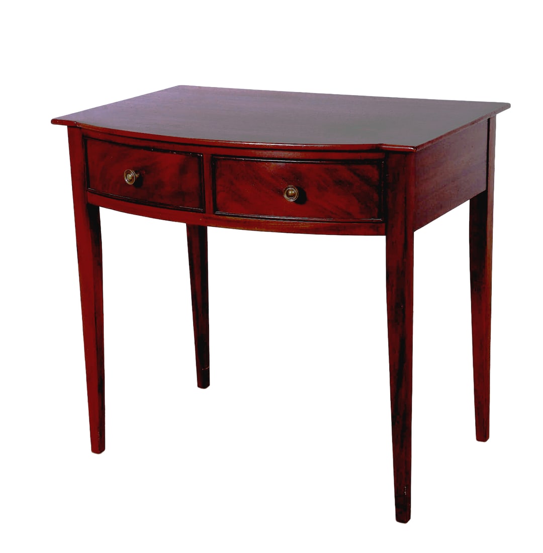 Wright Table Co. 2-Drawer End Table: Wright Table Co. 2-Drawer End Table, finished in antique mahogany one, 32"H x 34"W x 23"D