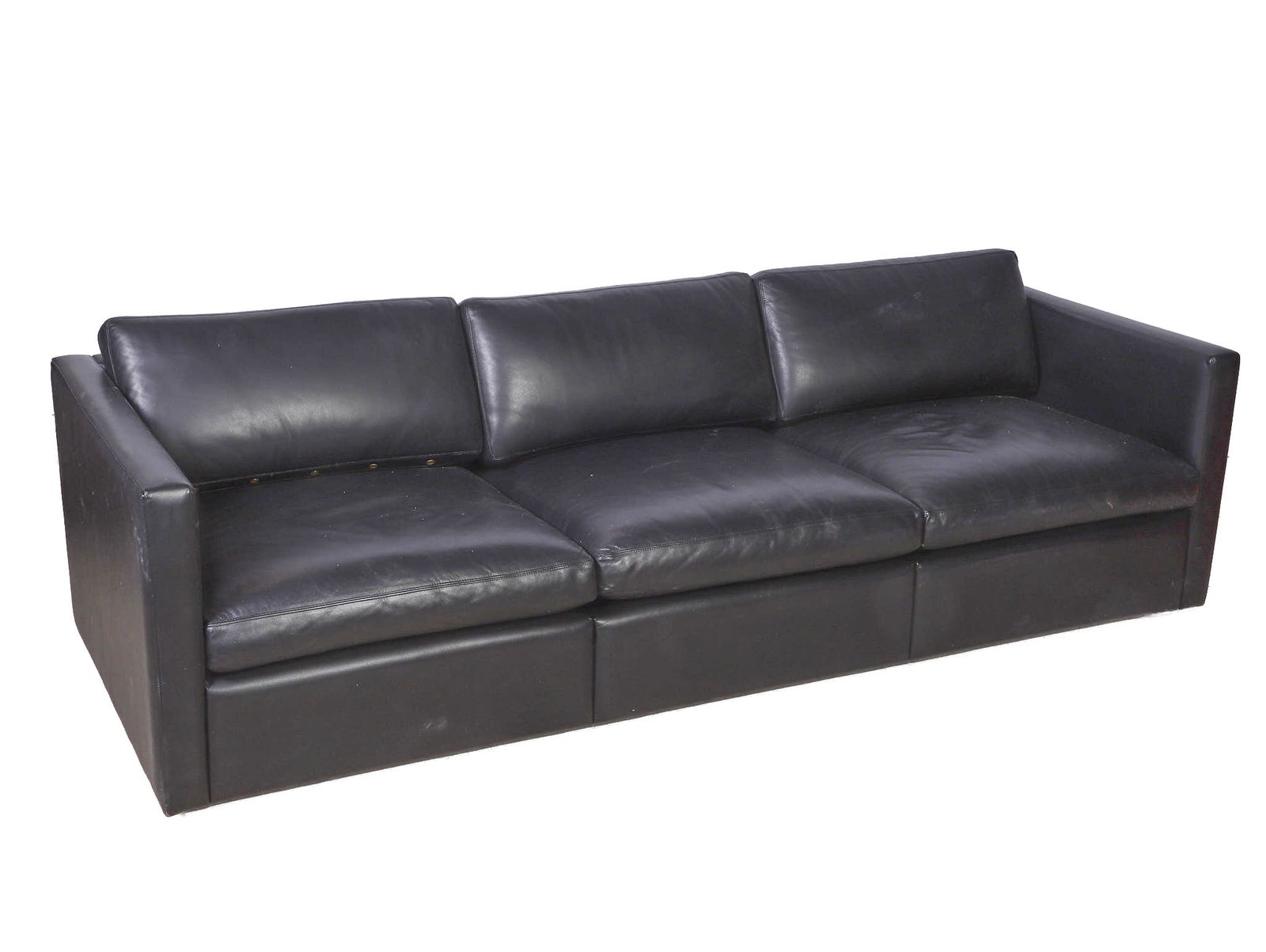 Italian MCM style Black Leather Sofa (1 of 2)