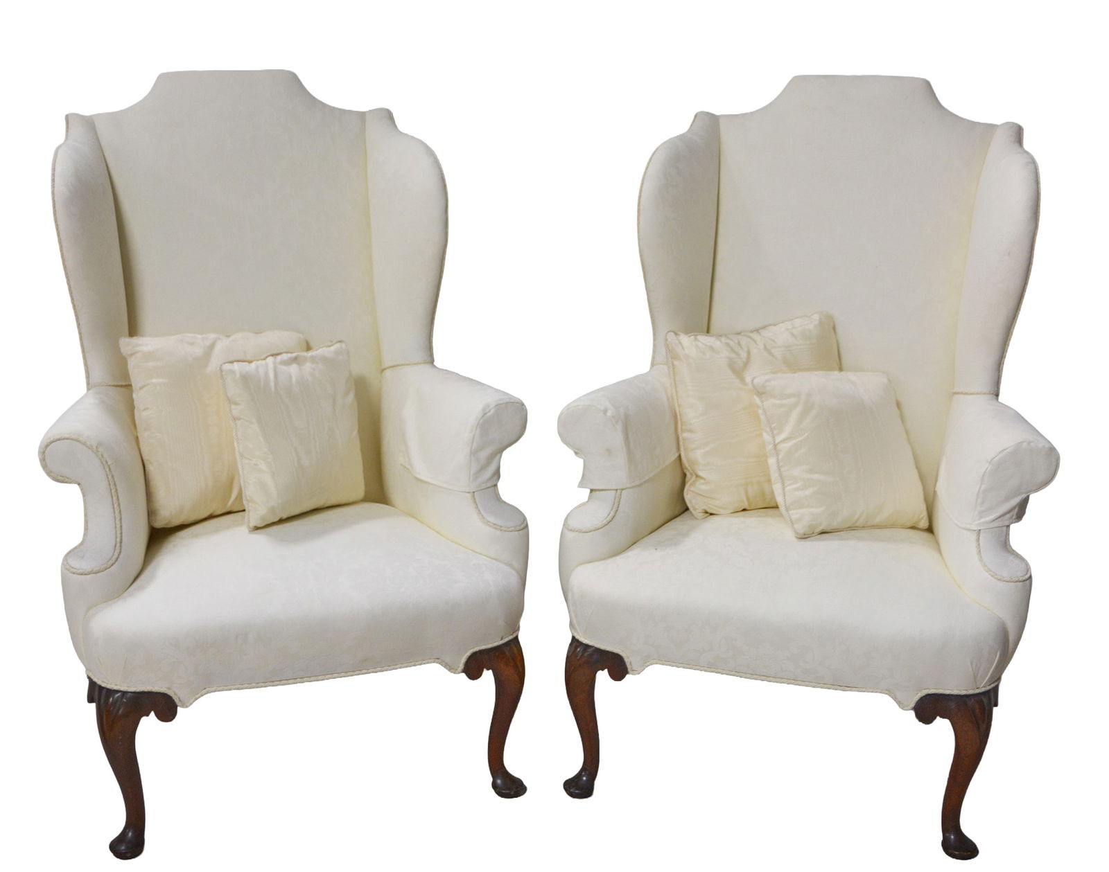 Pair of Queen Anne Style Wing Chairs (1 of 8)