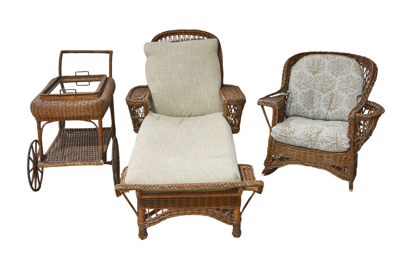 (3) Heywood-Wakefield Wicker & Rattan Ensemble (1 of 4)