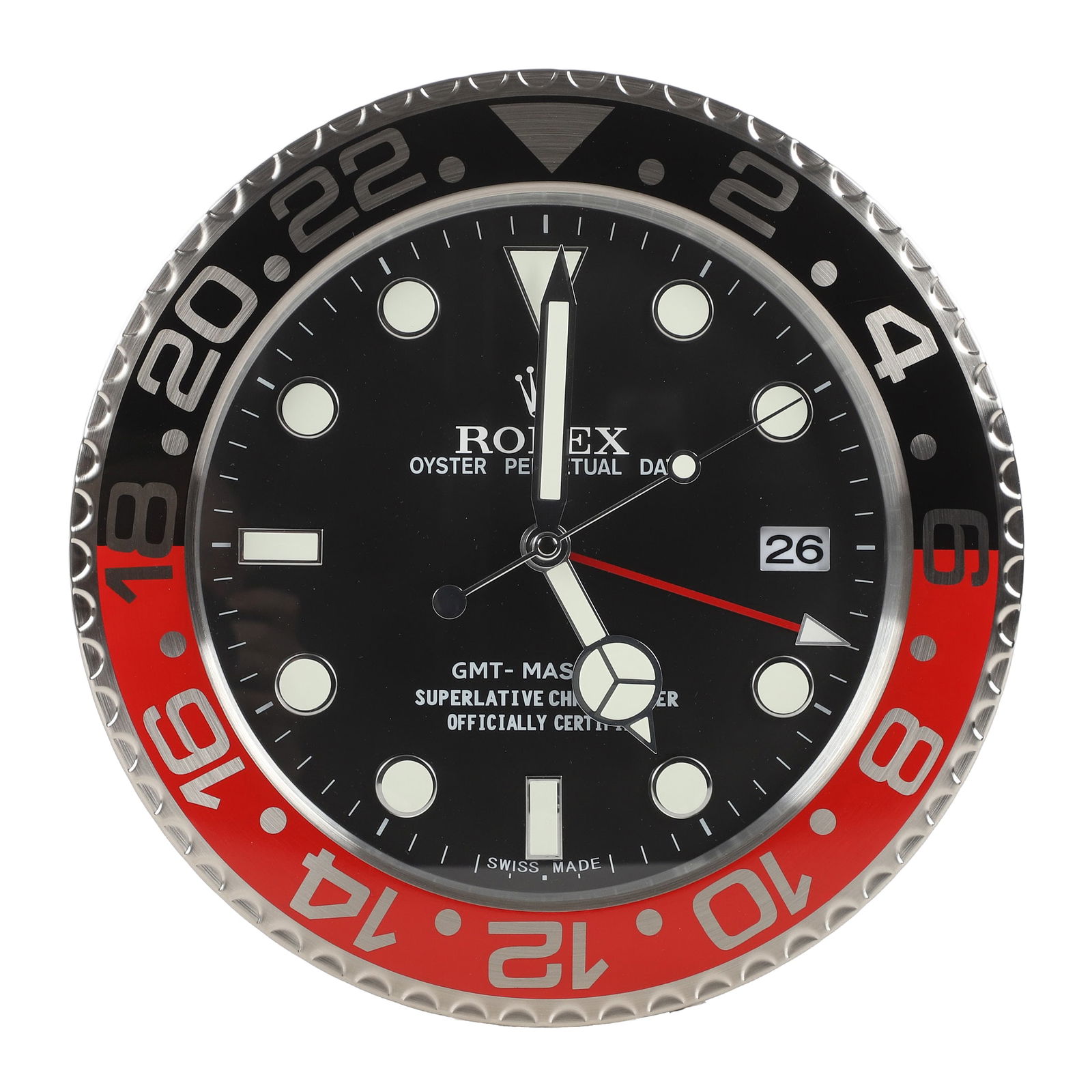 Rolex Watch Dealer Display Clock: Watch Dealer Display Clock Rolex "Coke", Bezel has a scratch near "4"