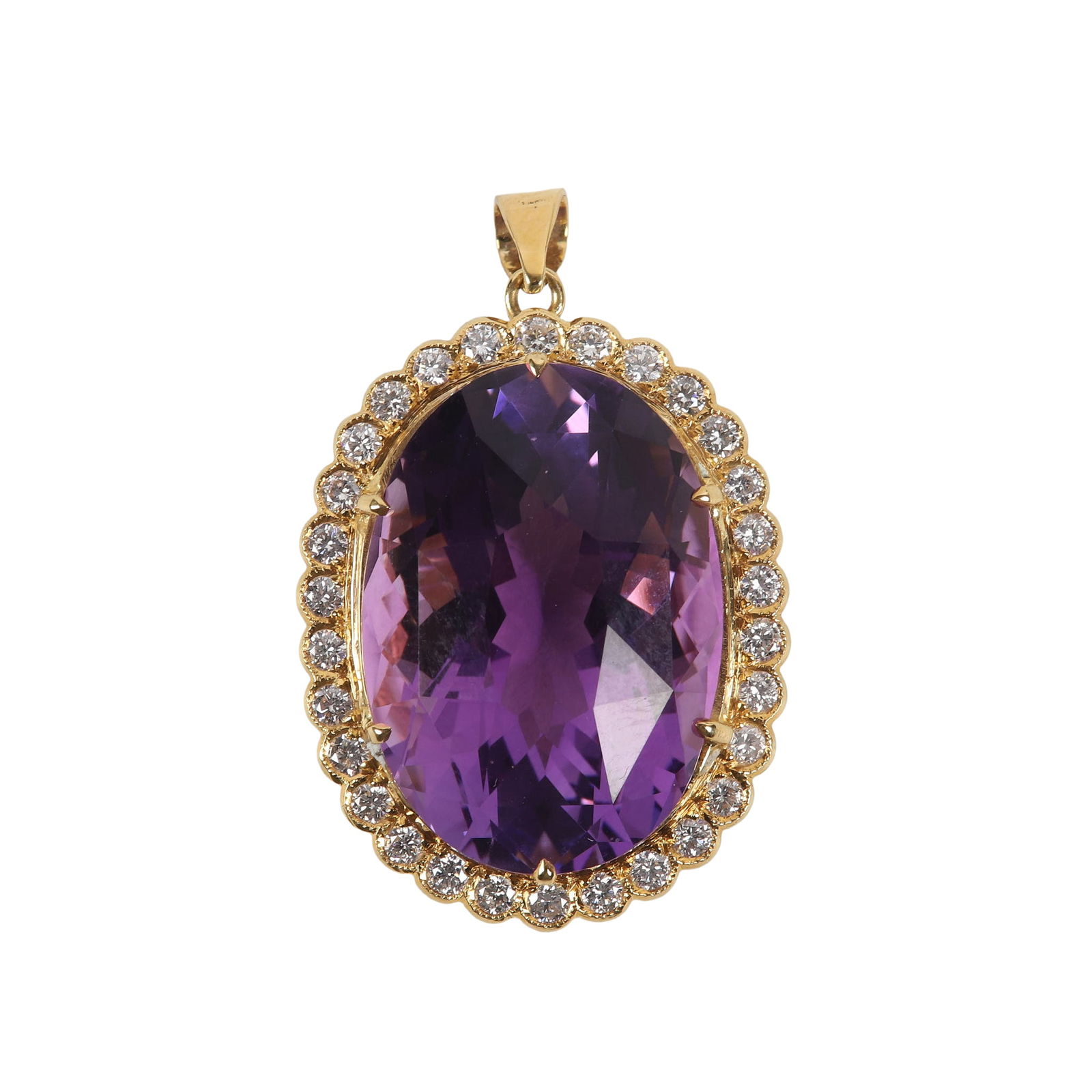 18K Yellow Gold Amethyst & Diamond Pendant (1 of 3)
