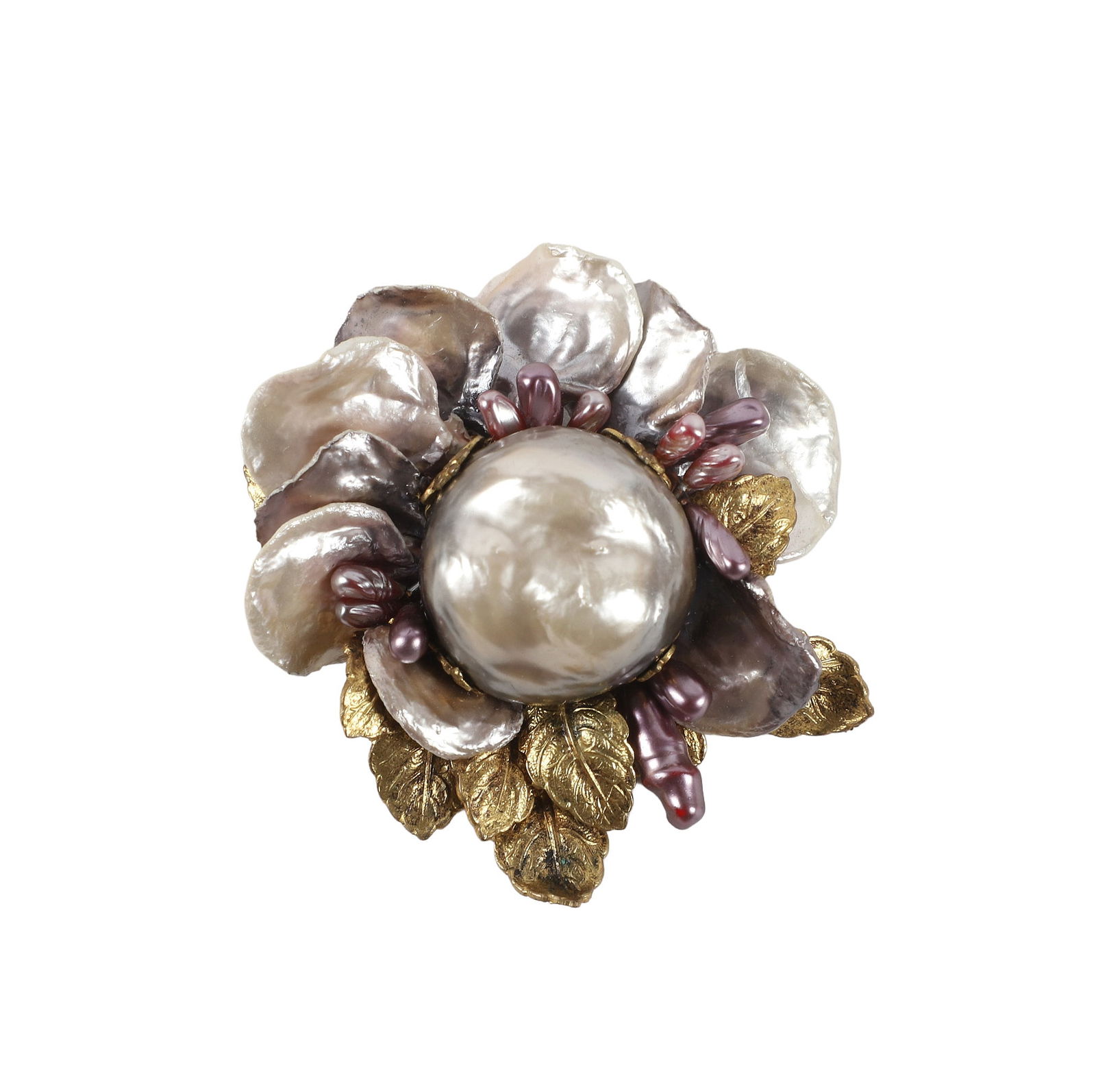Baroque Pearl Brooch, Unsigned Miriam Haskell (1 of 6)